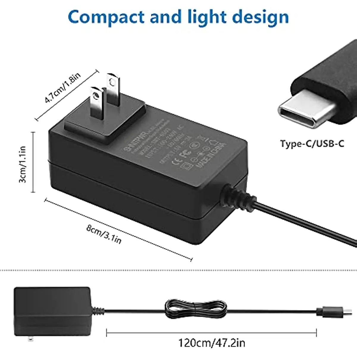 5V 3A USB C Power Supply Adapter for Raspberry Pi 4 Type C Power Converter Cord 100~240V AC to DC 5 Volt 3000mA Trans