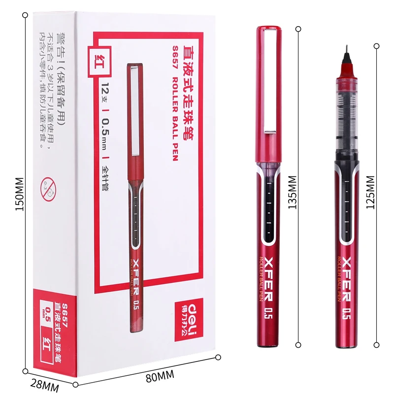 Deli Direct-fill PEN 0.5mm ปากกาเจลแบบหลอดเข็มเต็มปากกาลายเซ็นเหมาะสำหรับนักเรียนและสำนักงานรุ่น S657