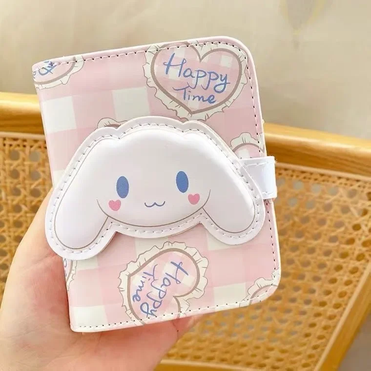 Cartoon Sanrio Cinnamoroll PU Purse Wallet Lovely Coin Wallet Simple and Portable Three Fold Student Mini Card Bag Birthday Gift