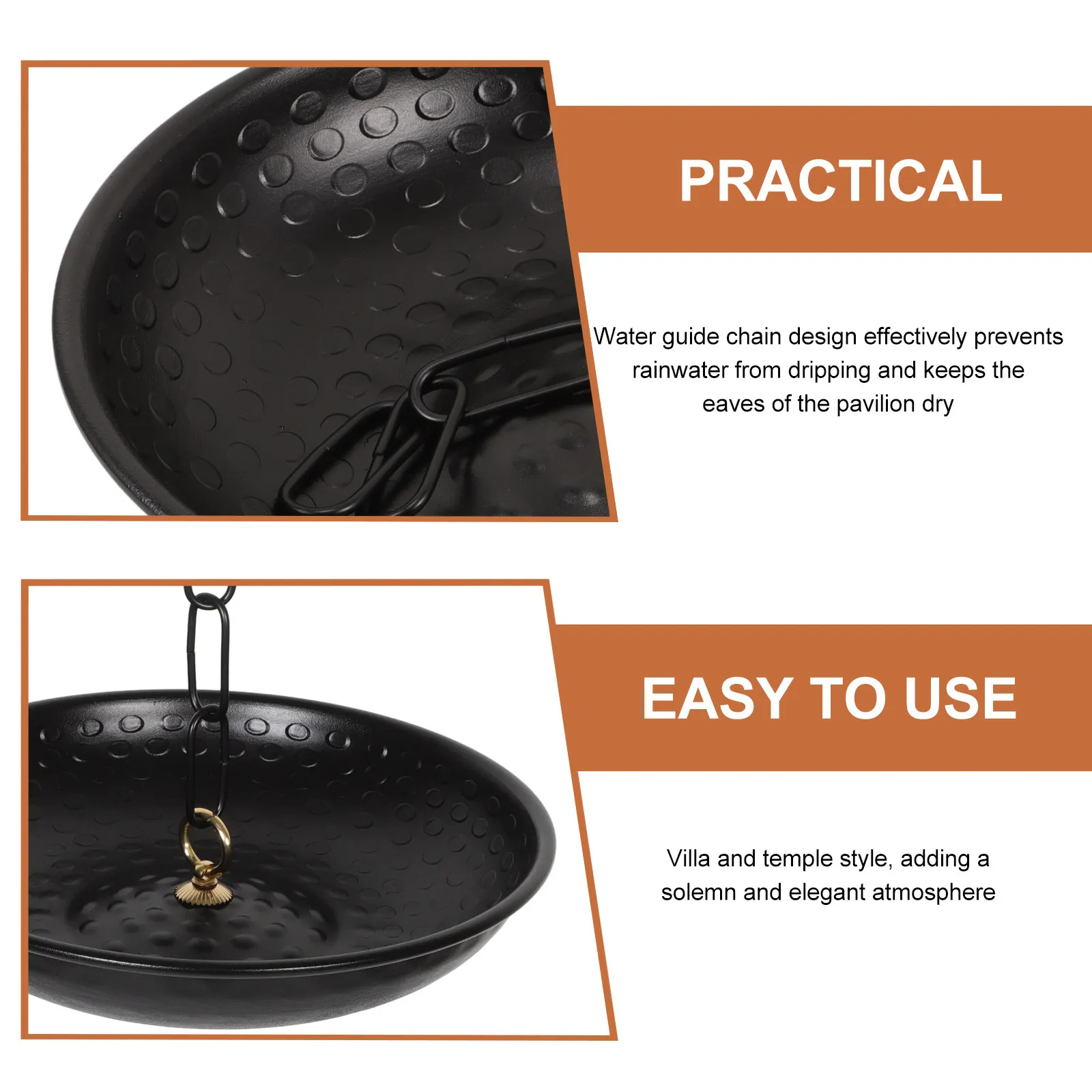 Sturdy Metal Rain Chain Basin Decorative Hanging Tray for Roof Rain Chain System Garden Villa Exterior Rainwater Guide Serene