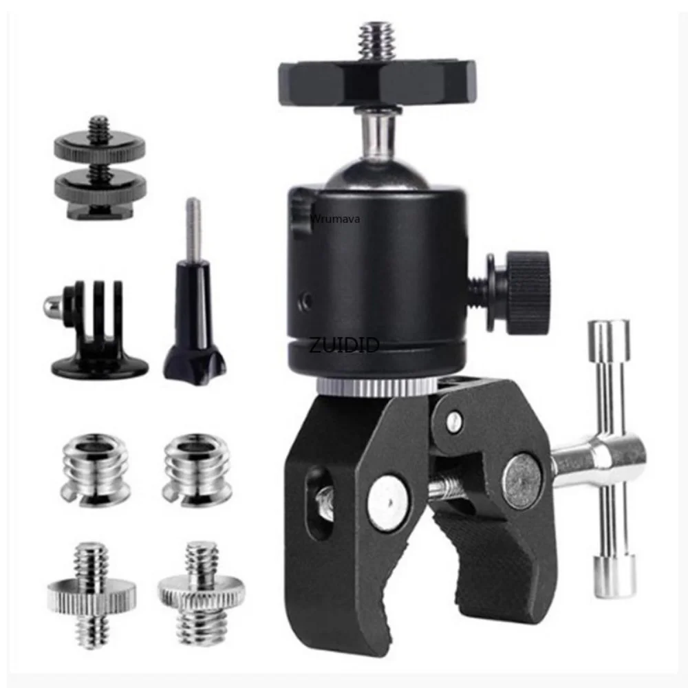 Metal Camera Super Clamp Ball Head Clamp Magic Arm With 1/4\'\' Screw Hole for Mount Adapter Flash Light Mic Monitor Camera