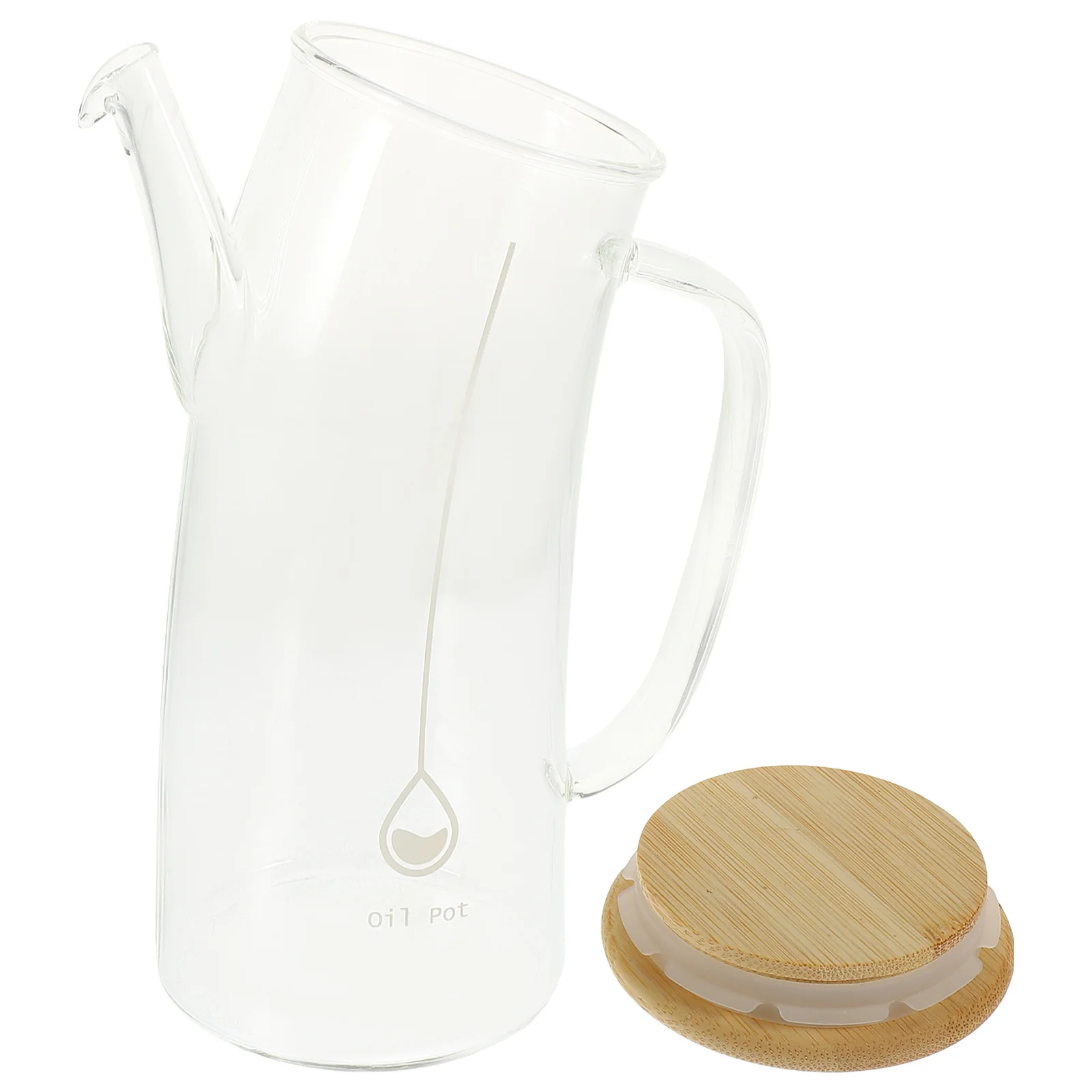 

1Pcs Glass Oil Dispenser Bottle Borosilicate Leakproof Vinegar Cruet Container Bamboo Kitchen Tool for Home Restaurant Hotel Use