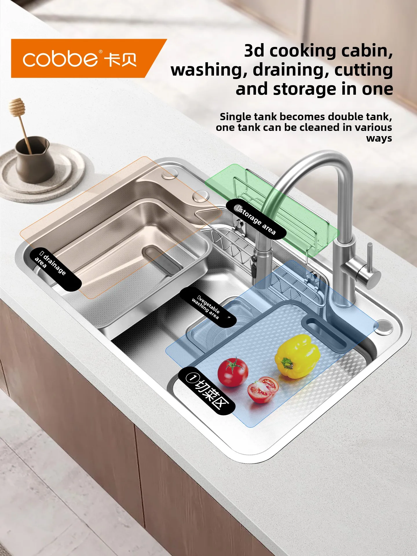 YJQ  kitchen dishwashing household stainless steel Japanese-style sink, large single sink, under-counter basin