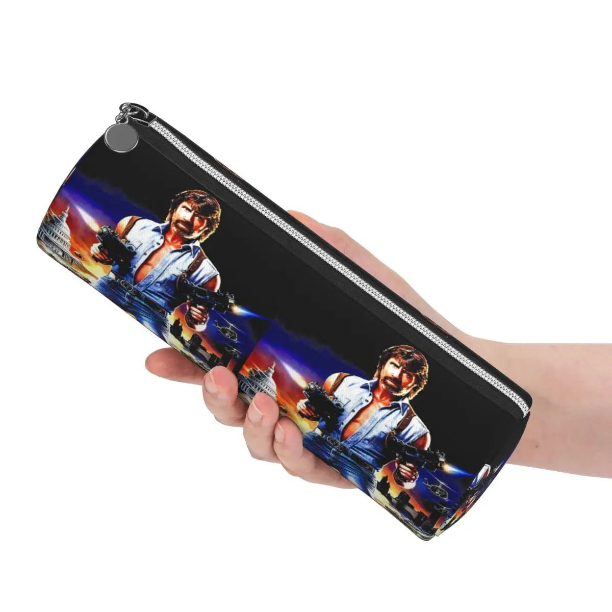 Invasion USA Active Essential Chuck Norris Pencil Cases Pencil Pouch Cylinder Pen Box Pencil Bag for Boy Girl School