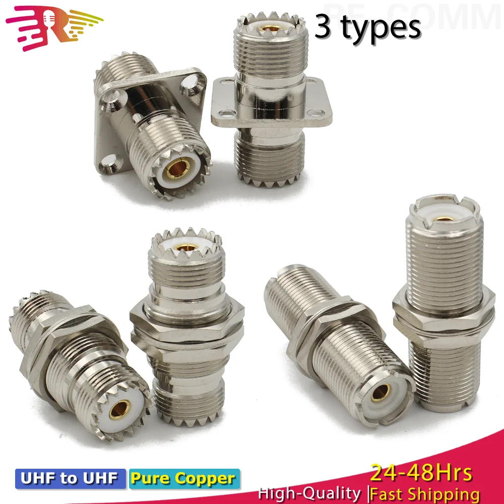 UHF Female to UHF Female Jack Nut Bulkhead Panel Mount Socket Connector High quality for PL259 Adapter RF Brass Copper