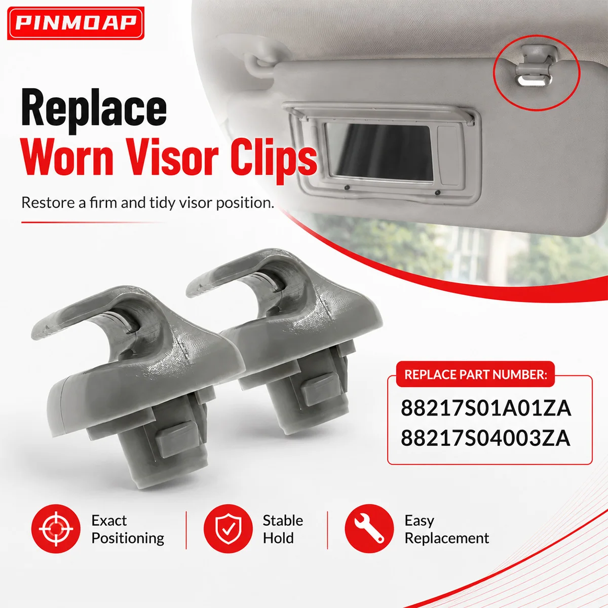 PINMOAP Car Sunshade Bracket Clip Is Suitable For Honda 98-07 Accord 96-04 Civic 07-11 CR-V 03-05 Element CSL2018 88217S01A01ZA