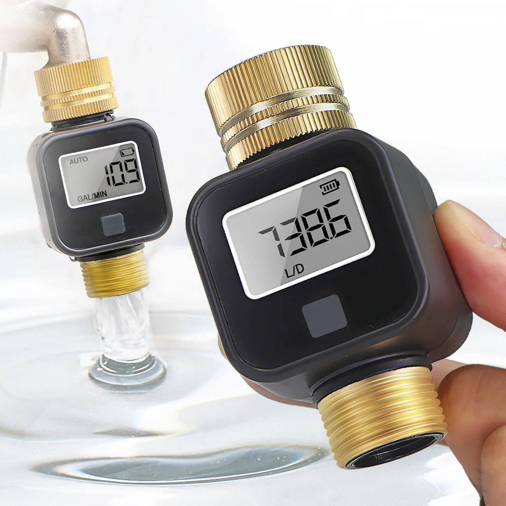 3/4″ Water Flowmeter NPT/BSP Thread w/ Brass Movable Joint Consumption & Flow Rate Garden Hose Watering Sprinkler Taps Fitting
