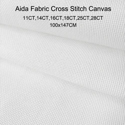 Tessuto a punto croce di colore bianco Aida, tela, panno, ricamo cucito fatto a mano fai da te, 11CT,14CT,16CT,18CT,25CT,28CT, 100 x147cm