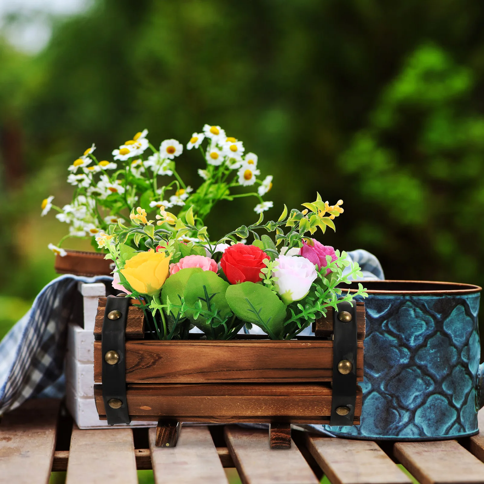 

Realistic Artificial Faux In Wooden Pot Fake Flowers For Home Wedding Party Decor Delicate Simulation Decor Potted Wedding