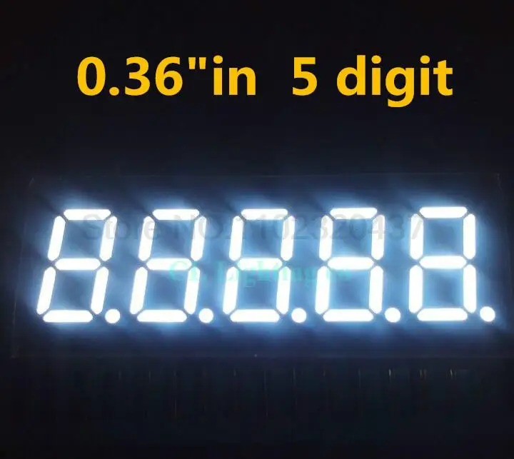 

10pcs 0.36 inch five Semi Segment Digital Tube White Digital Tube Common Cathode 0.36" 0.36in led display