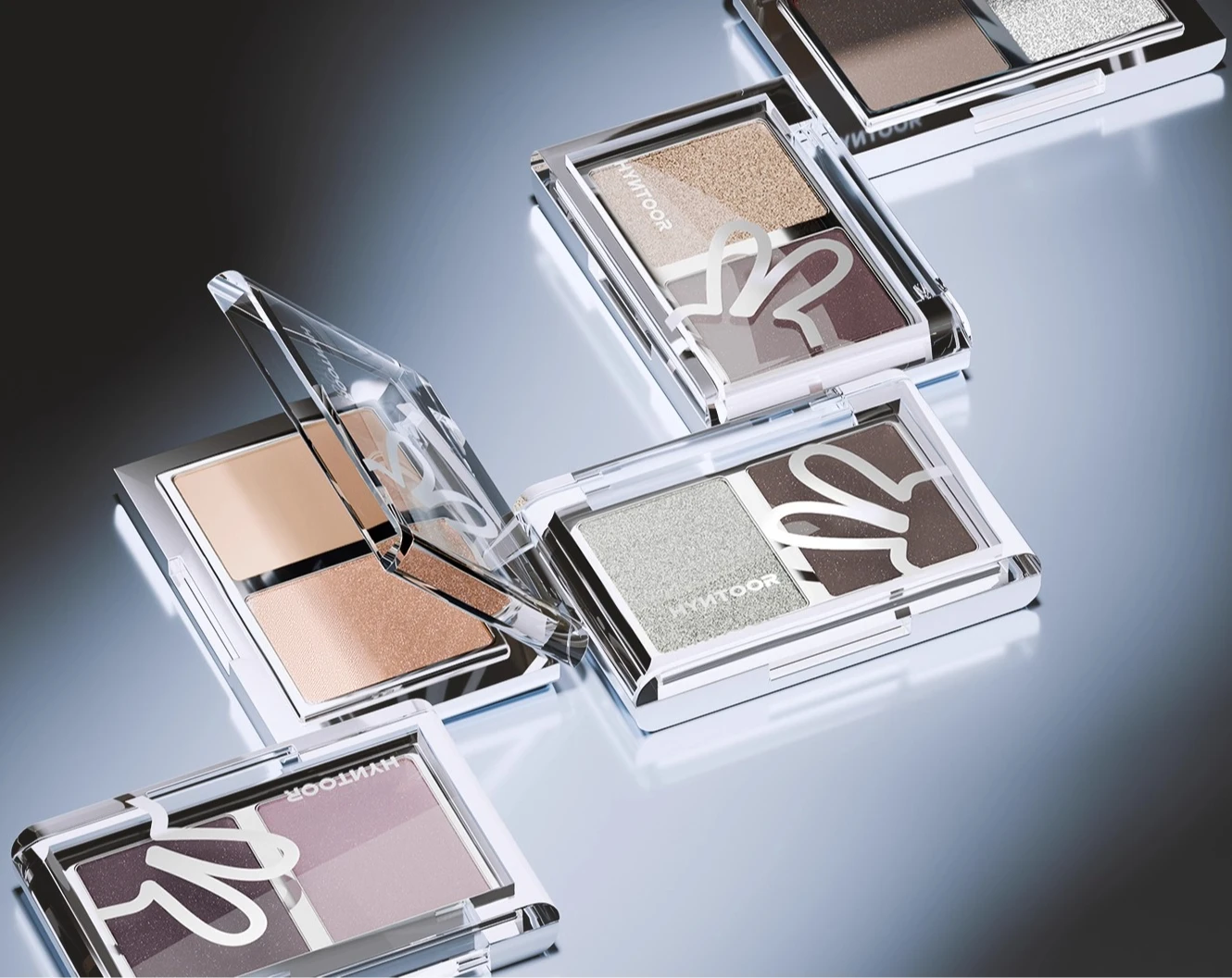 HYNTOOR Paleta de sombras de tom duplo em pó cetim brilhante brilho gótico misturável flash fino maquiagem de olhos de longa duração