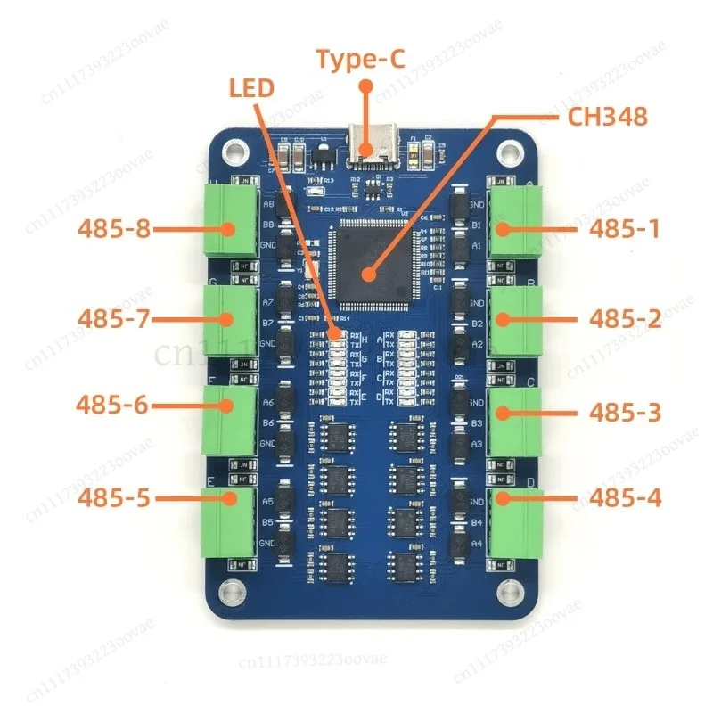8-Channel USB to RS485 Converter Type-C Serial Adapter Independent Isolation Short Circuit Protection Modbus Industrial