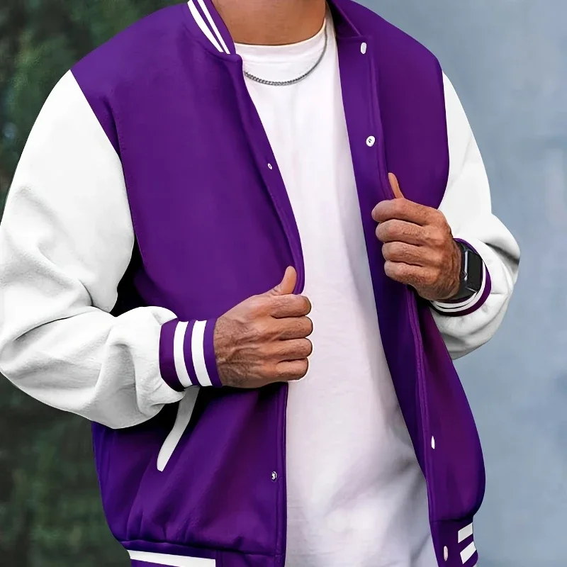 

Autumn and Winter Men's Fashion Simple Solid Color Loose Casual Men's and Women's Streetwear Baseball Jacket