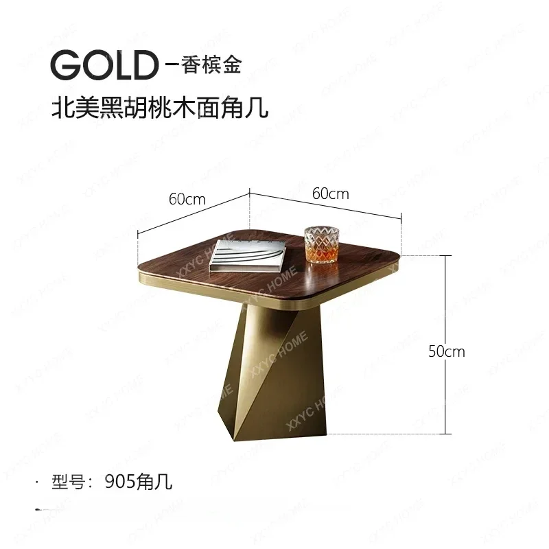 حافة فاخرة خفيفة عدد قليل من غرفة المعيشة من خشب الجوز الأسود في أمريكا الشمالية وطاولة قهوة صغيرة ومبتكرة من الرخام الإيطالي #6