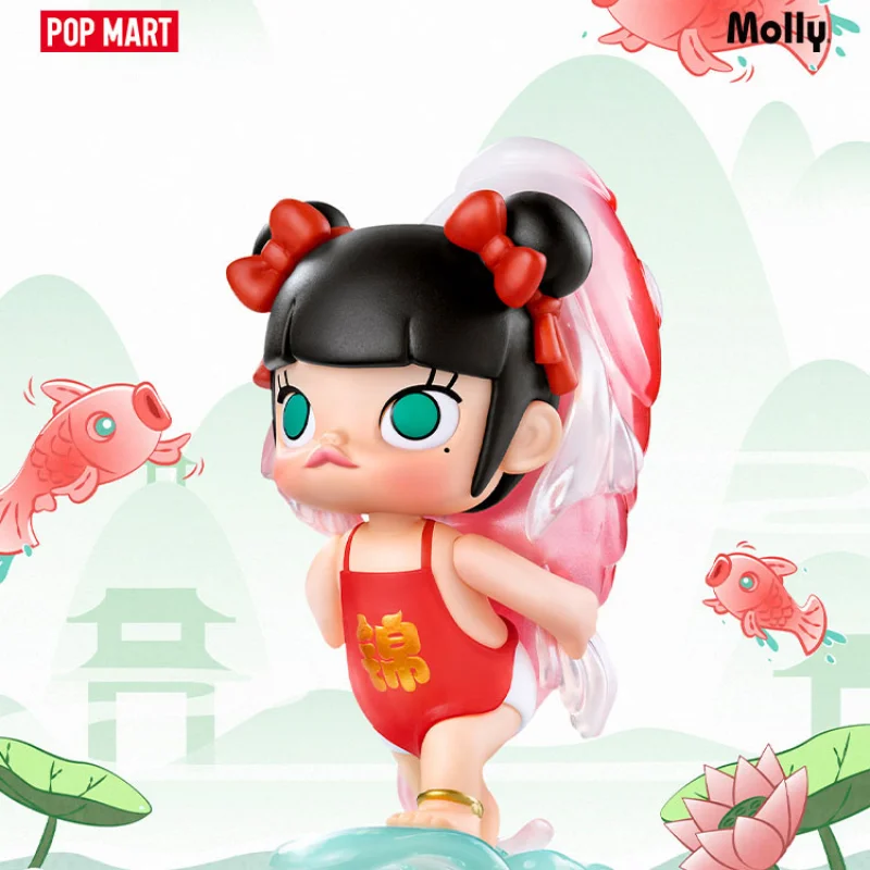 POP MART-figura de acción de Molly y Koi, juguete bonito, 100%