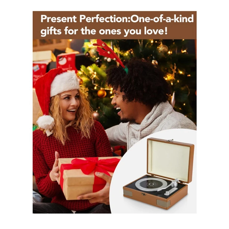 Vintage Suitcase CD Record Player  With Bluetooth 5.3 HI-FI Speakers Remote Control Gift For Music Lovers  A