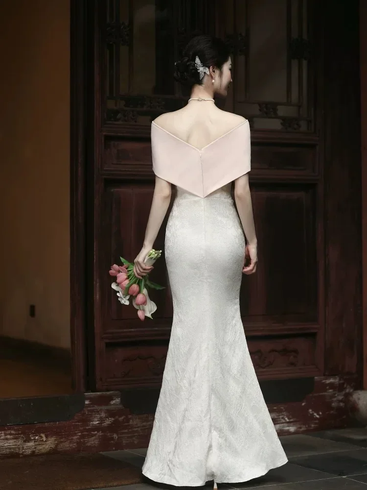 New No. 13 toast dress bride 2024 one-shoulder high-end slim engagement dress evening dress