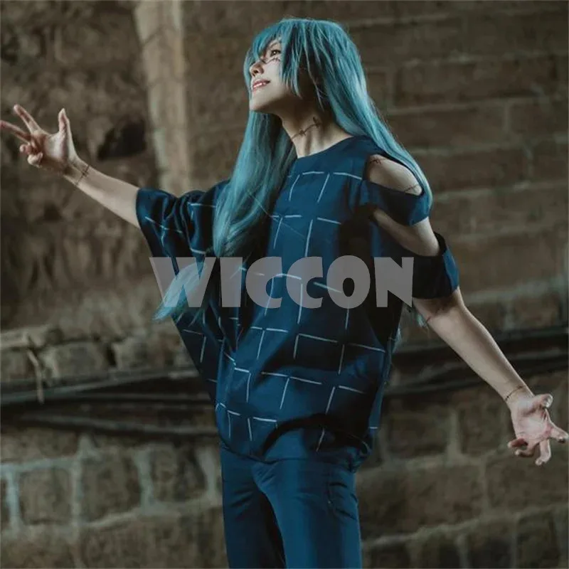 2025 New Mahito Cosplay Costumes Anime Wig Top Pants Suit Halloween Costume for Men Carnival Party Role Play Wigs PropsKodiak