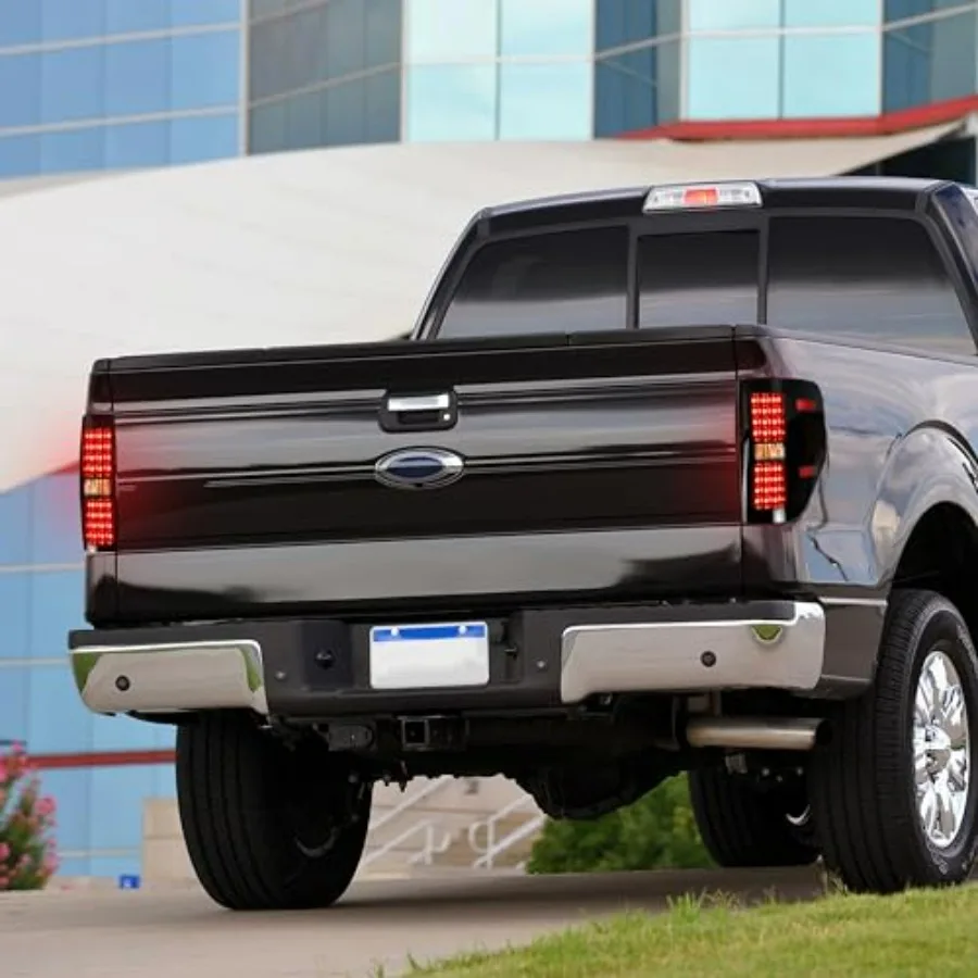 مجموعة مصابيح خلفية LED لـ F150 09-14، مصابيح خلفية LED سوداء مدخنة بديلة للمصابيح الخلفية للفرامل لسيارة Ford F-150 2009-2014 Acces