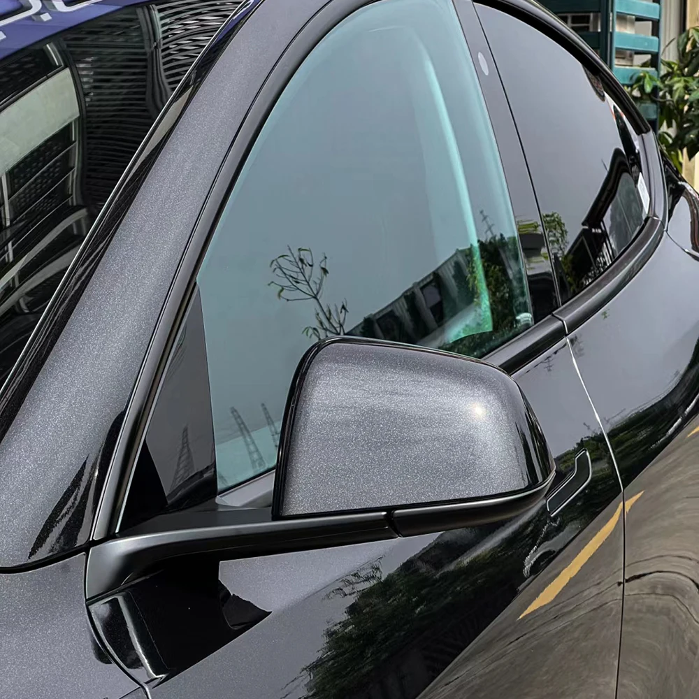 

PET Backing Sparkling Black Carbon Fiber Boat Glossy Metallic Vinyl Auto Car Wrap