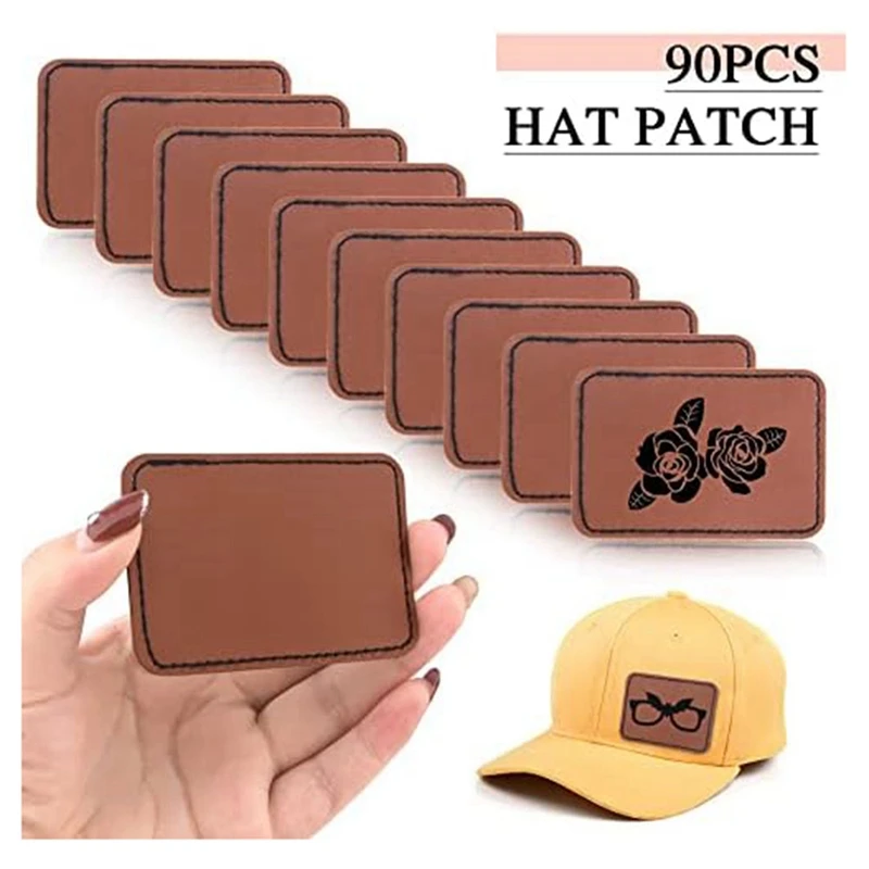 90Pcs Laser Engraving Blanks leather patches for laser engraving, Blank Leather Patch For Hat, Wear-Resistant, Not Easy To Fade