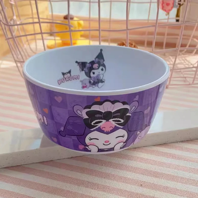 Kawaii Sanrio Hello Kitty Bowls Cinnamoroll Kuromi Pochacco Cute Student Anti-Fall Dining Plate Kitchen Toys Girls Gifts