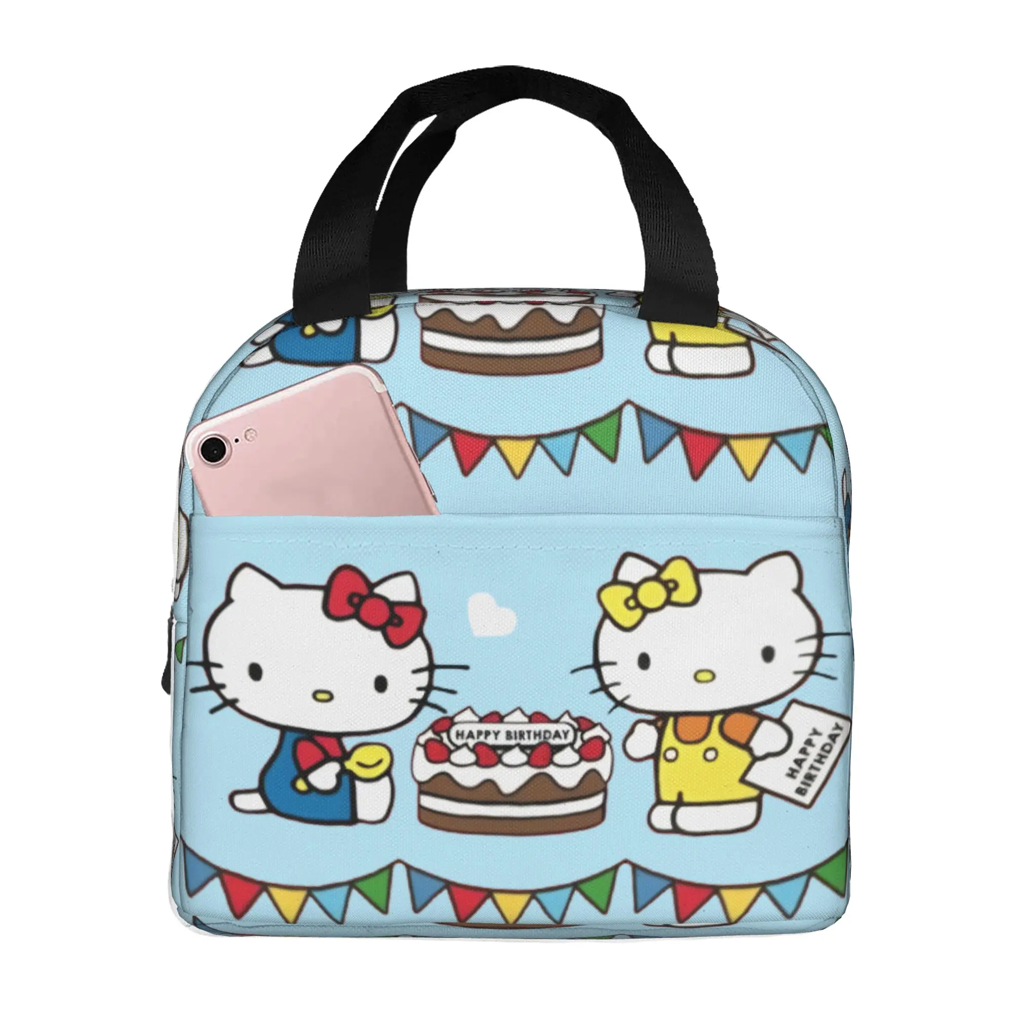 Custom Kitties Kitten Thermal Insulated Lunch Bag Women Men Cat Anime Resuable Lunch Tote for Outdoor Camping Storage Food Box