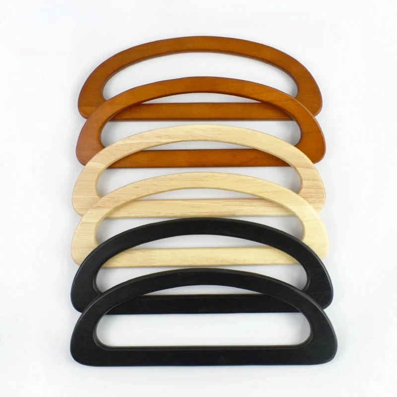 

Meetee 1/2Pcs 24*9cm D Shaped Ring Wooden Bag Handle Handbag Handles Woven HandBag Decor Frame Replace Kit DIY Bags Accessories