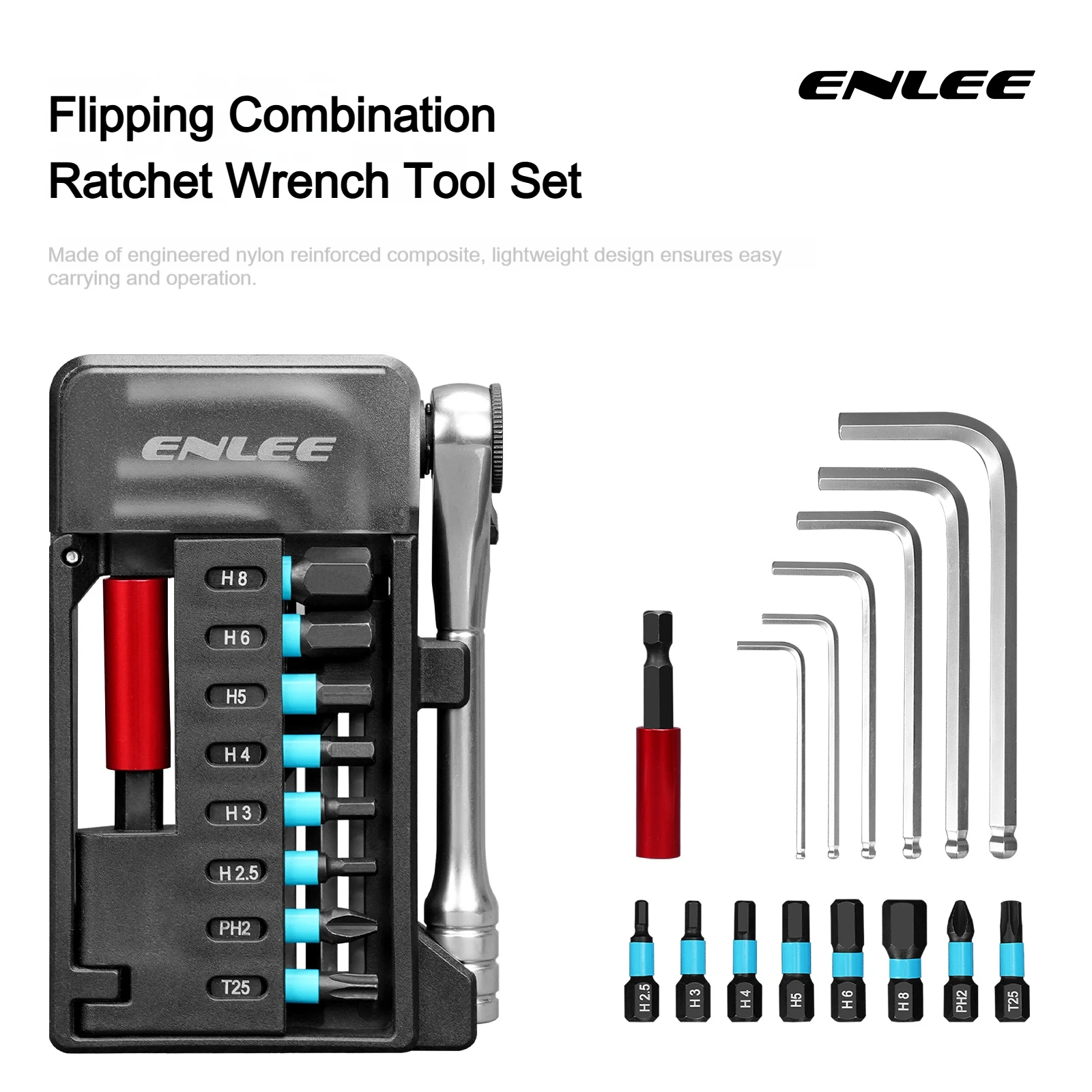 ENLEE ratchet wrench tool set bicycle repair kit hexagonal wrench multifunctional tool suitable for road bicycle repair tools