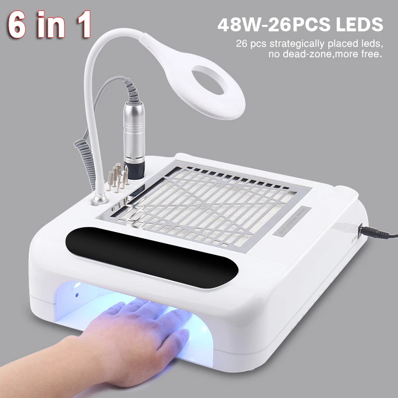 

6 in 1 Electric Nail Drill Machine 35000 Nail Dust Vacuum Cleaner LED Lighting LED UV Lamp Professional Accessories And Tools