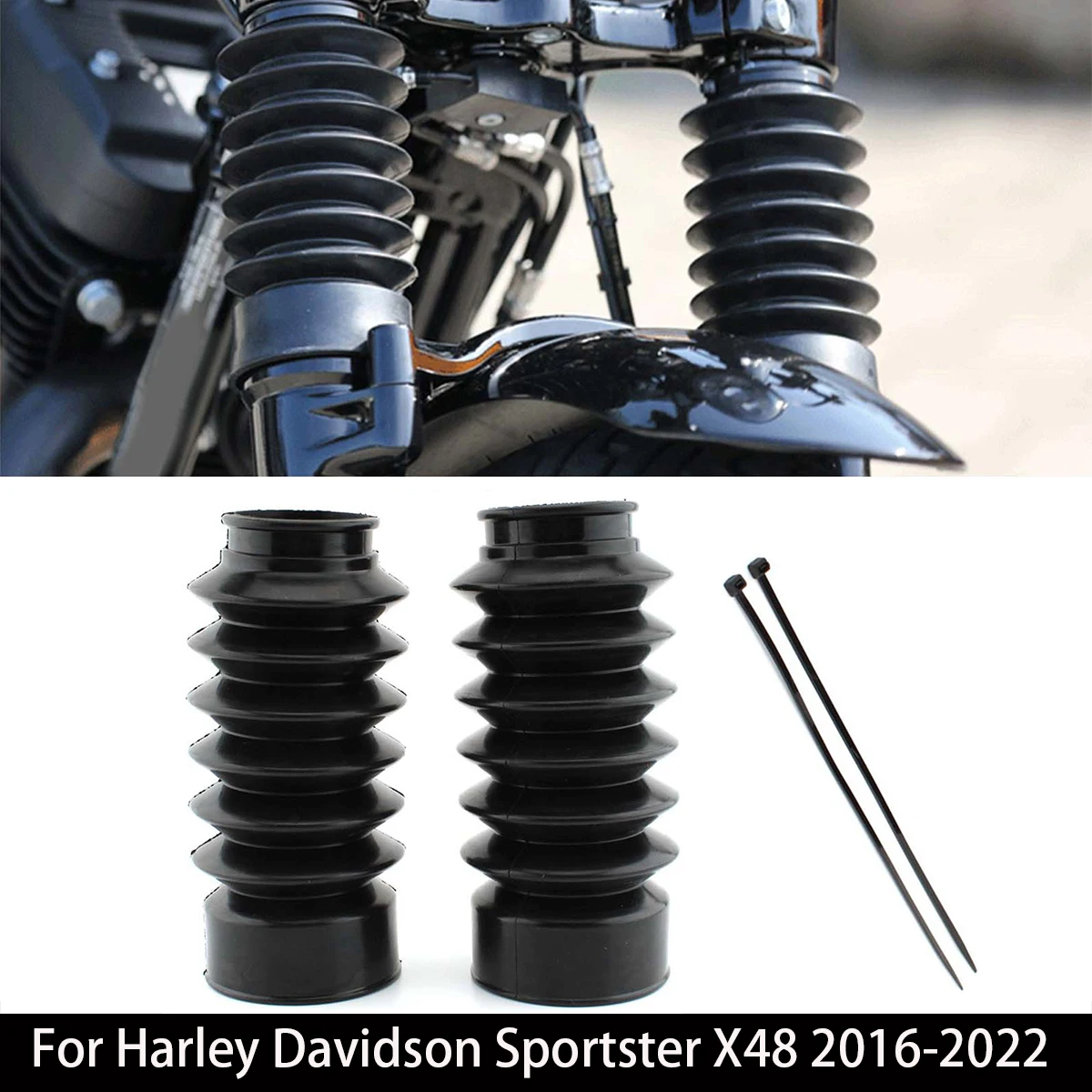 

2 Pcs/Set Motorcycle Accessories Front Fork Gaitors Front Shock Rubber Cover Fit For Harley Davidson Sportster X48 2016-2022 ﻿