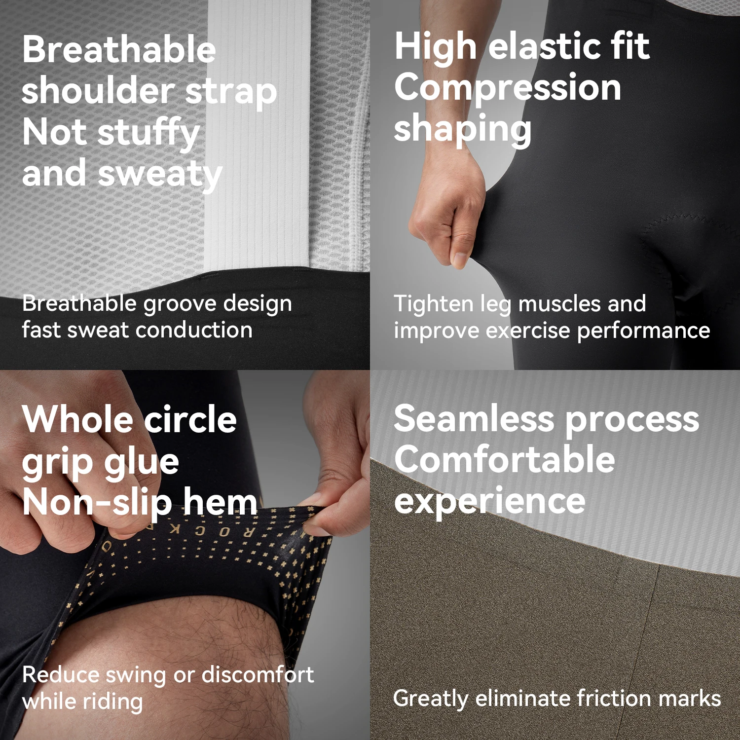ROCKBROS Summer Cycling Bib Shorts High Elastic Breathable Anti-slip Shorts Comfortable DOLOMITI Pad Tights Men Cycling Shorts - Image 4