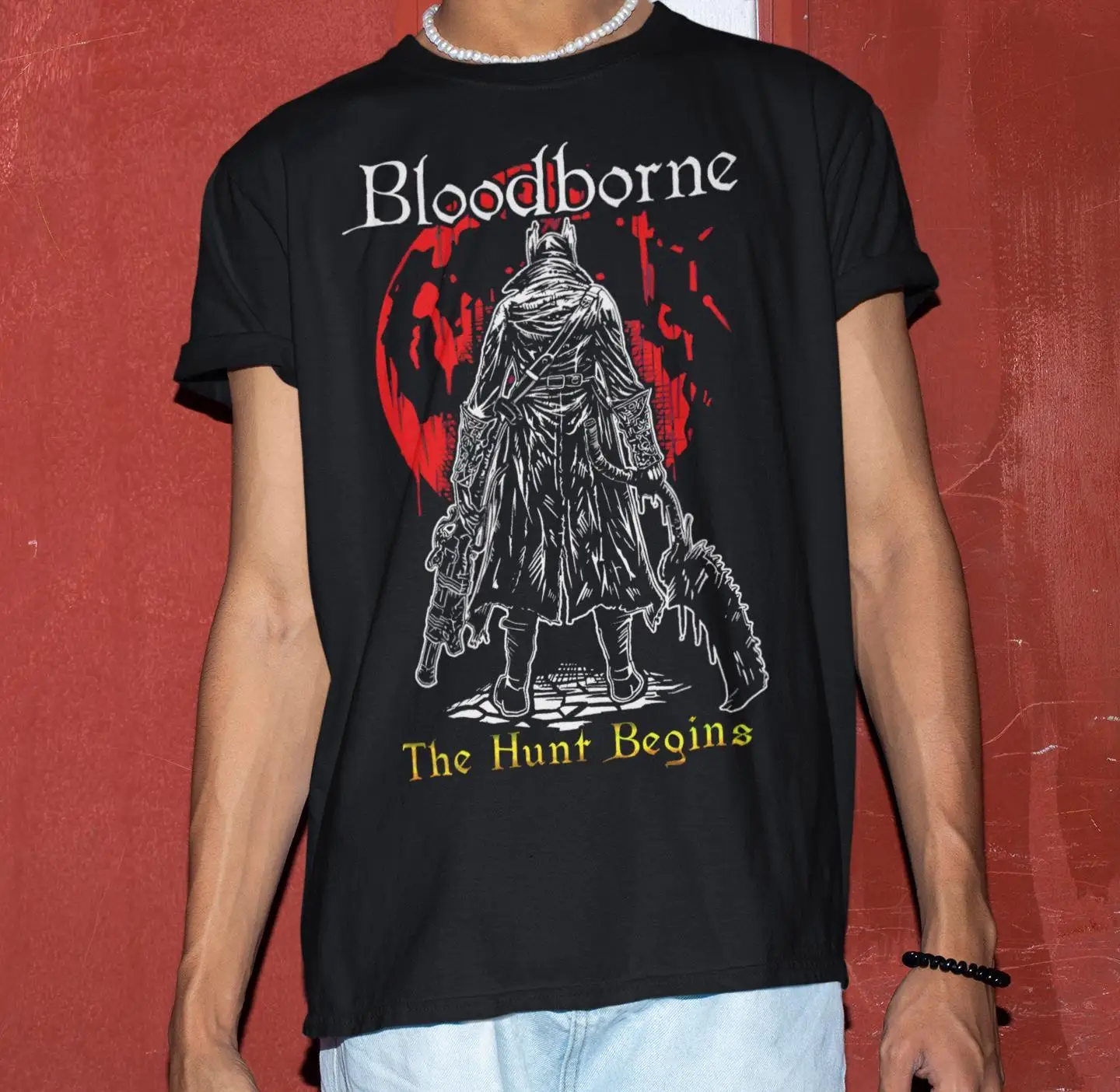 Unisex Bloodborne The Hunt Begins Shirt - Video Game T-shirt Summer Men's and Women's Loose and Breathable T-shirt Top