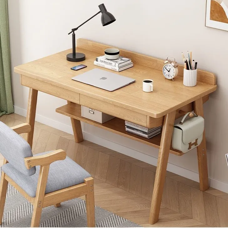 Solid wood desk, bedroom writing student home study table, desktop computer table, computer table and chair
