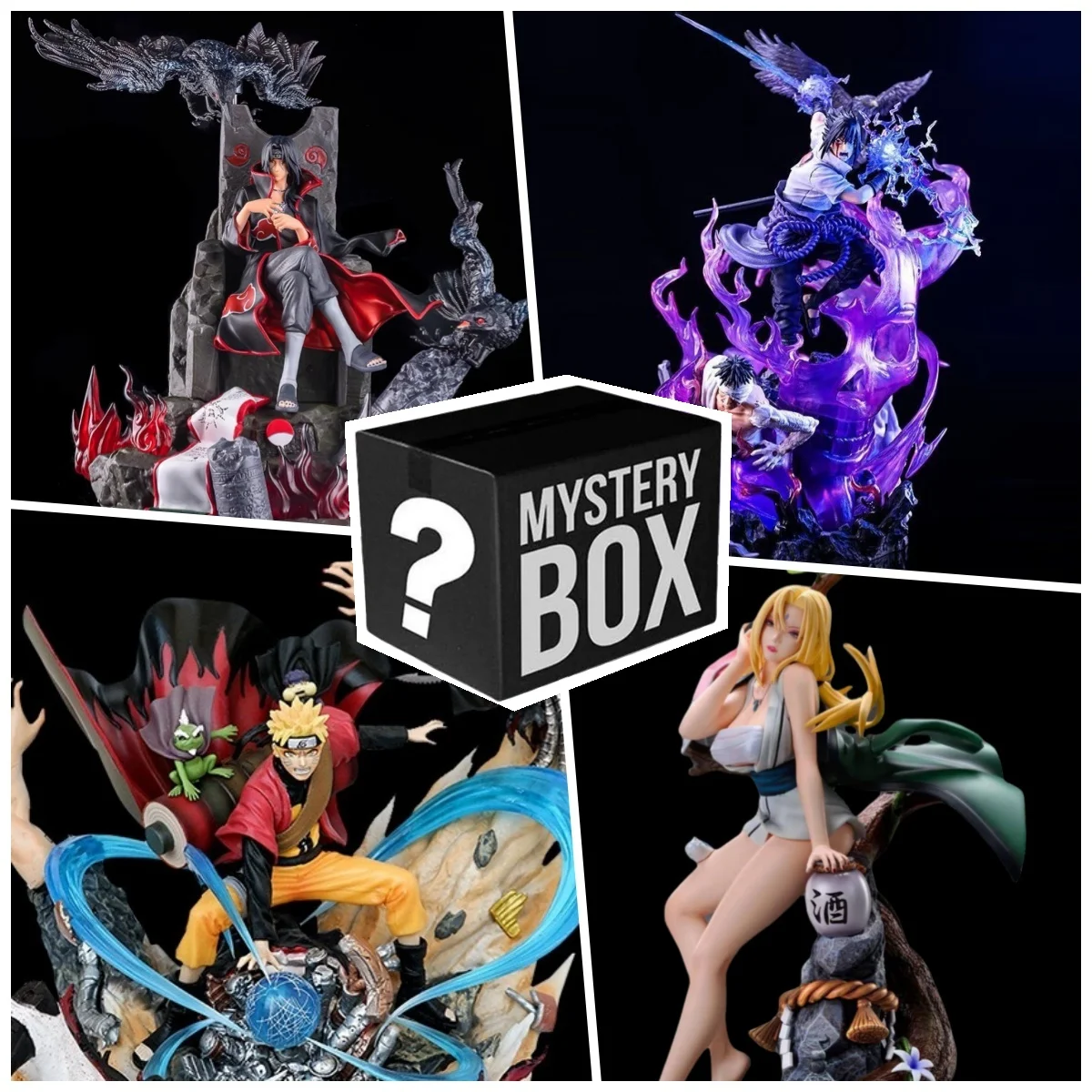 10-30cm Naruto Anime Figure Lowest Price Mystery Box Surprise Mystery Box Sasuke Kakashi Tsunade Uchiha Itachi Lucky Box