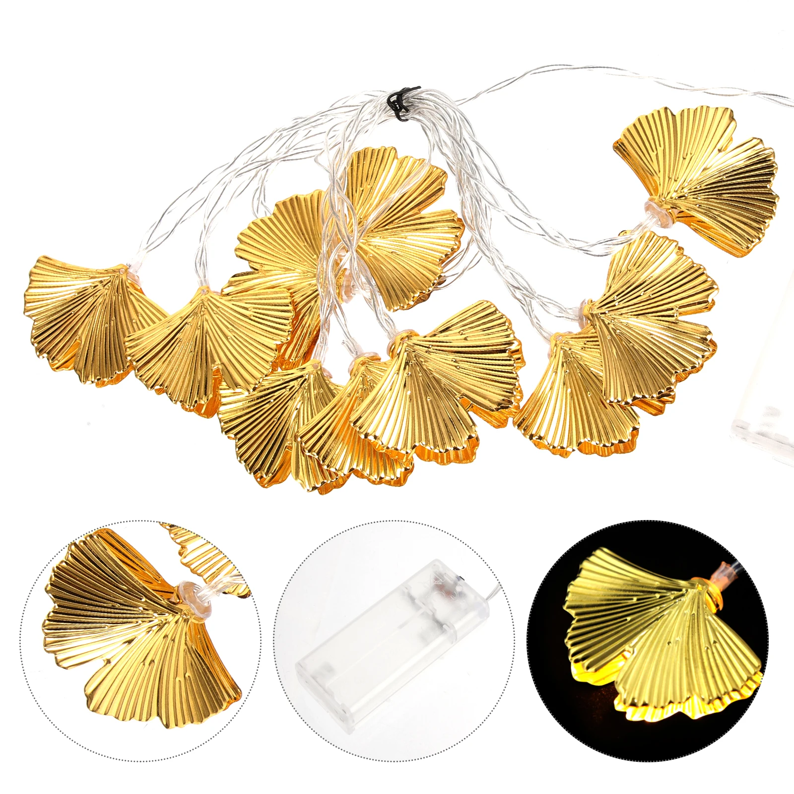 أضواء سلسلة أوراق ذهبية نمذجة فريدة من نوعها إضاءة Led دافئة للحفلات والمهرجانات ديكور حديقة المنزل #4