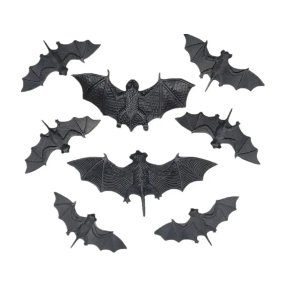 

100PCS Plastic Plastic Fake Bat Black Noctilucent Haunted House Prop Luminous Bat DIY Decoration Prank Toys Party Supplies