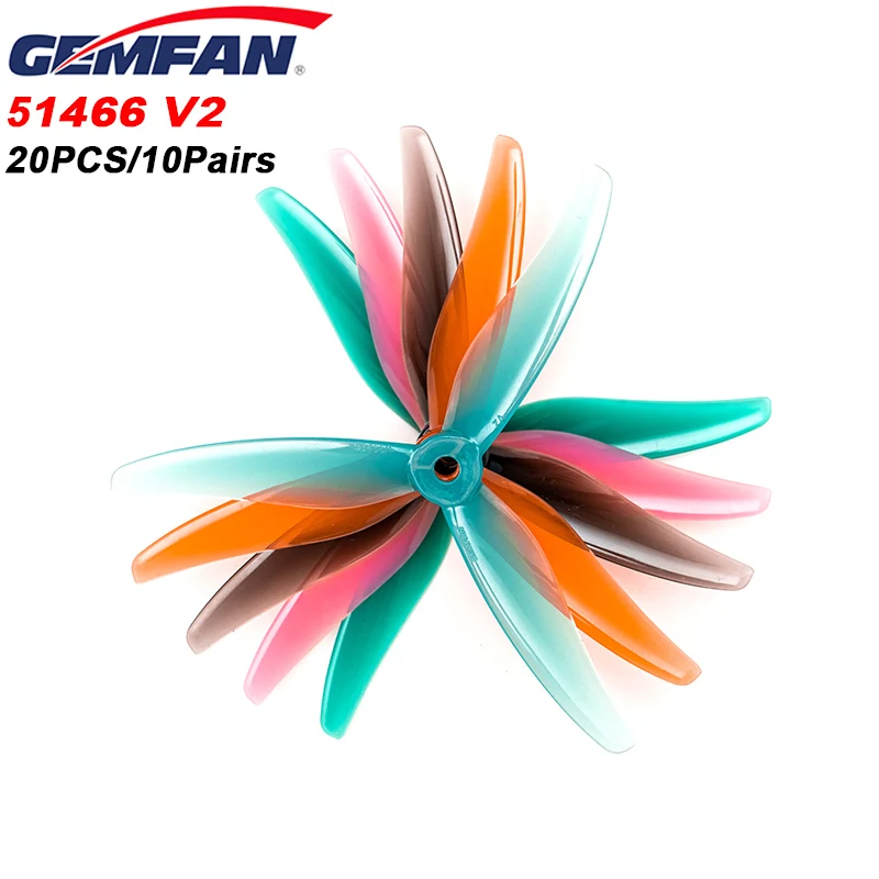 10 Pasang GEMFAN Hurricane 51466 MCK V2 5 Inci CW CCW Baling-Baling 3 Bilah Abu-abu/Merah Muda untuk 2207-2306 Suku Cadang Drone FPV Motor Tanpa Sikat