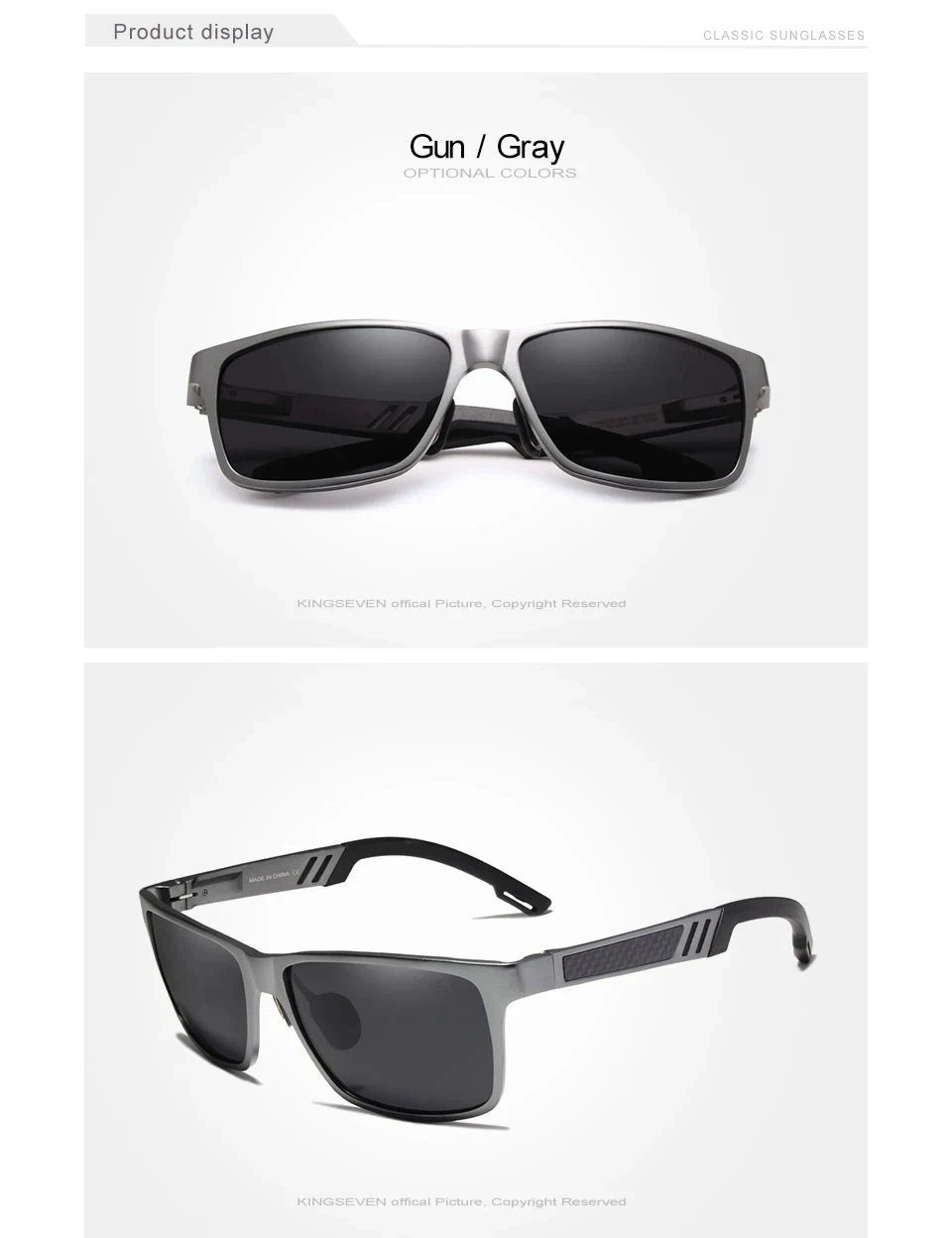 KINGSEVEN Männer Polarisierte Sonnenbrille Aluminium Magnesium Fahren UV400 Gläser Rechteck Shades Augenschutz Luxus Männlichen Brillen – Detail 3