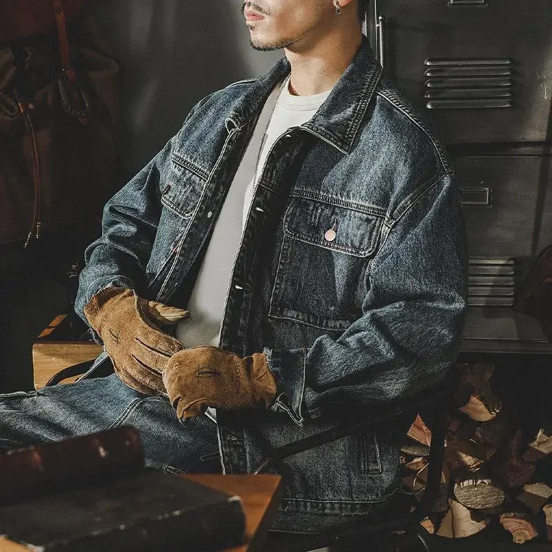 อินเทรนด์หลวม DENIM แจ็คเก็ต Man Cargo เสื้อคาวบอยสําหรับชายเสื้อผ้าคุณภาพสูงความงามบุรุษ One Piece VINTAGE Lxury สวมใส่