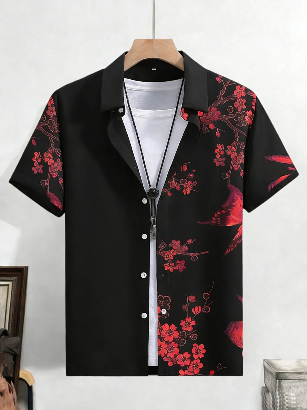 2026 Men's Spring New Short-Sleeved Shirt Plant Flowers HD 3D Printed Shirt Hawaiian Beach Party Clothes Men's Quick Drying 5XL
