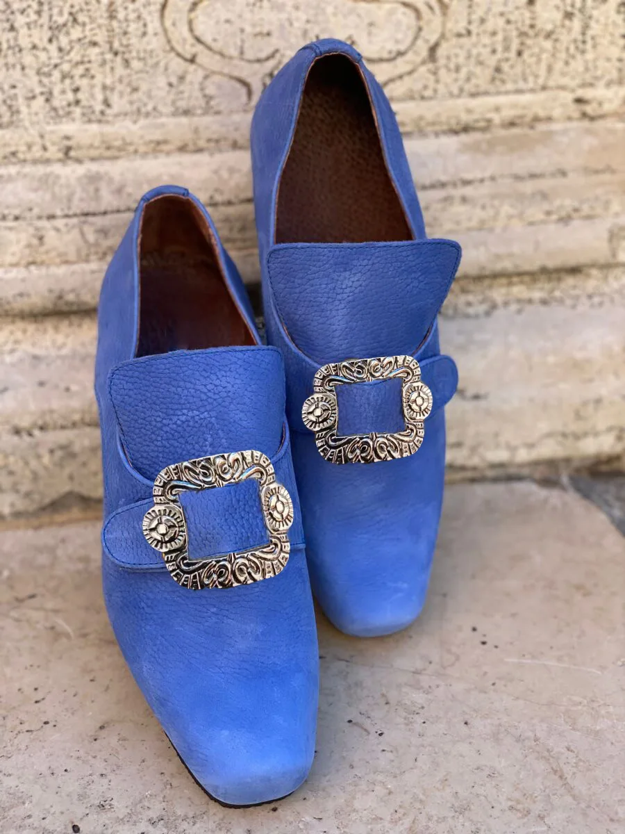 Retro Western Medieval Renaissance Role Playing Noble Men And Women Solid Color High Heels Marian Shoes Halloween Costume Party