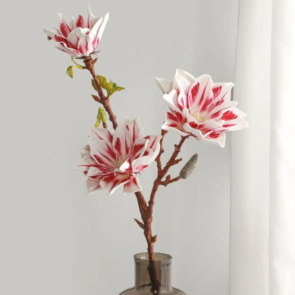 3 Heads Artificial Magnolia Branch Floral Art Real Touch Simulation Big Magnolia Handmade Artificial Orchid Flowers