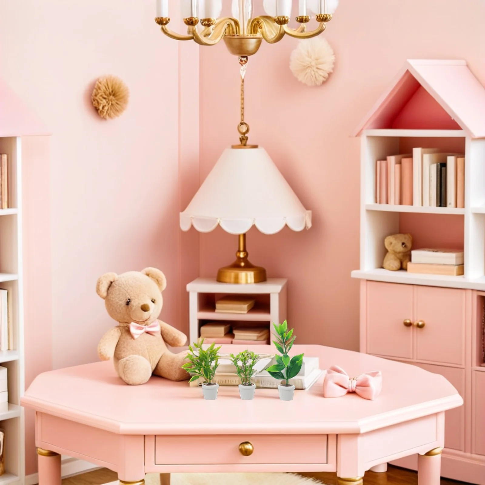 

3pcs Mini Garden: Realistic Mini Plants For Dollhouse Artificial Green Potted Plants Micro Landscape Decor Accessories