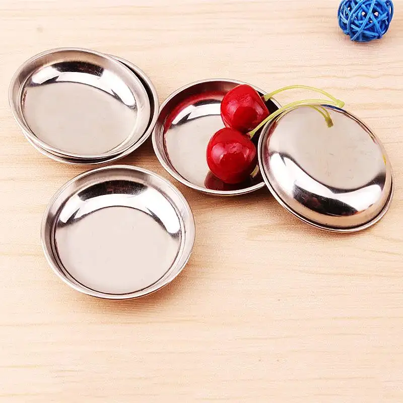 9CM Stainless Steel Small Dish Multi Purpose Dipping Sauce Dish BBQ Seasoning Plate Round Snack Dish Household Outdoor Tableware