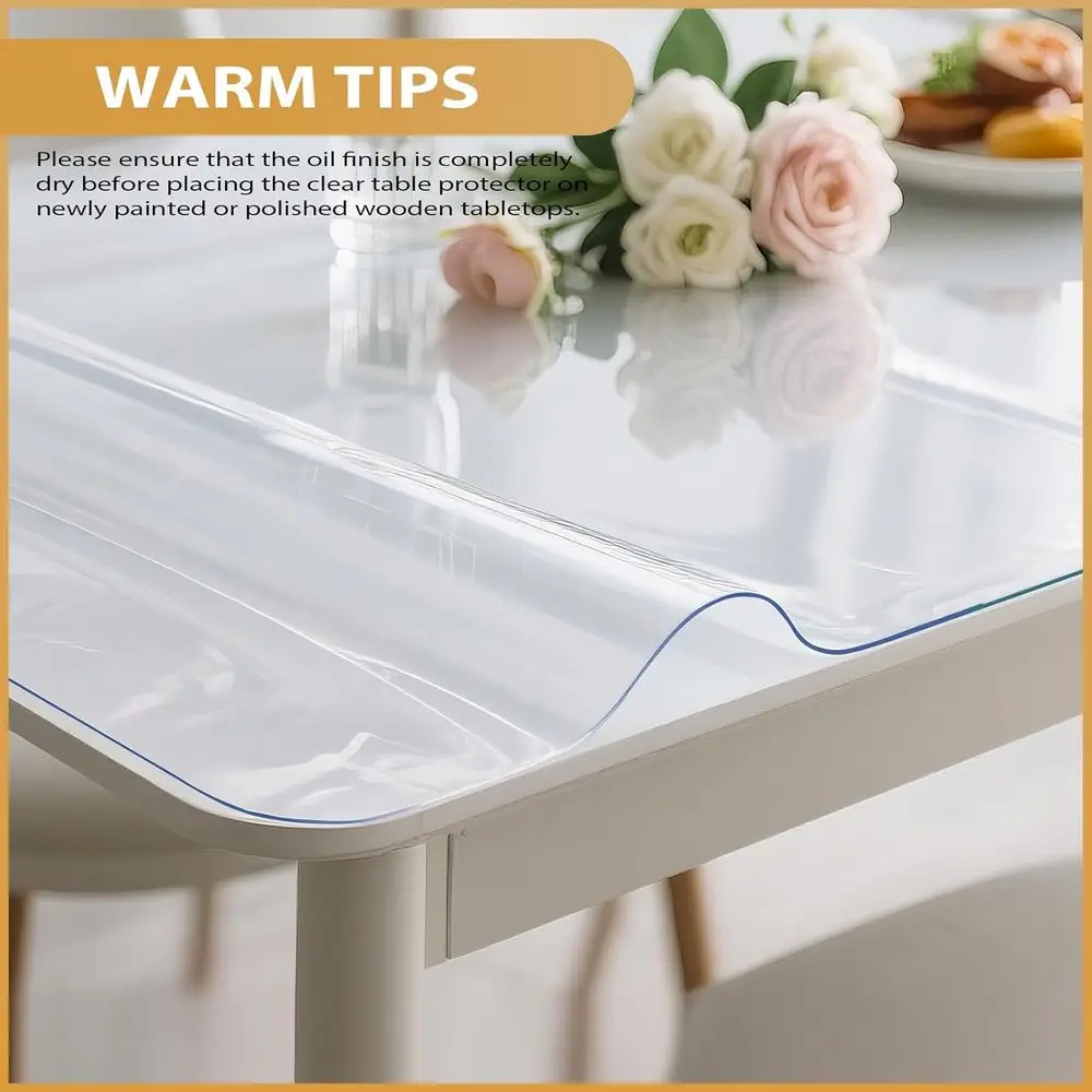 40x80 Inch 1.9mm Thick Waterproof PVC Table Cover - Durable Protector for Dining, Kitchen, Writing, and Coffee Tables