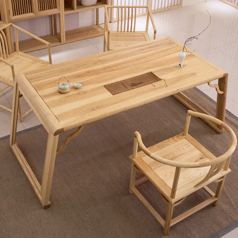 for All Solid Wood Desk Painting Case Calligraphy Table New Chinese Zen Furniture Ash Wood Simple Desk Combination