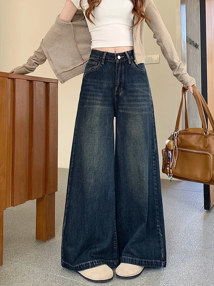 

Denim Jeans Woman Stacked Ruffle Pleated Draped Split Slit Asymmetric Detail Side Female Fashion Unique Stylish Modern Chic Long