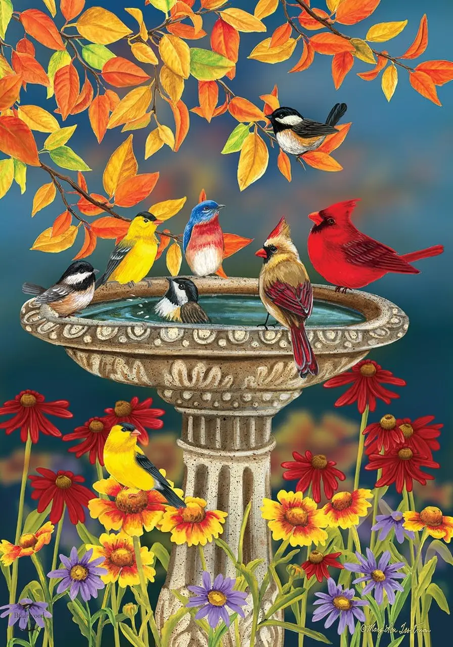 Briarwood Lane Fall Birdbath Bandeira de jardim floral TTW LLG GGO