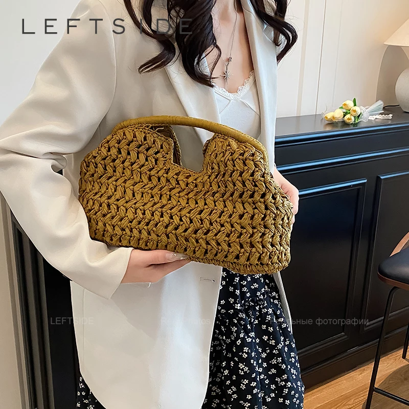 LEFTSIDE Weave Straw Shoulder - Luxury Beach Bags Ysl ulasan dan harga